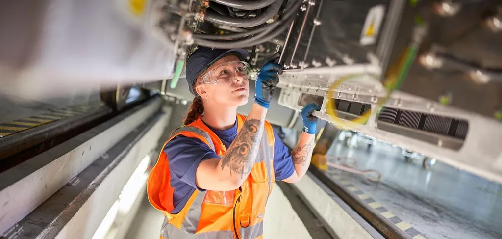 Atividade sob uma unidade ferroviária (Alstom/Divulgação)