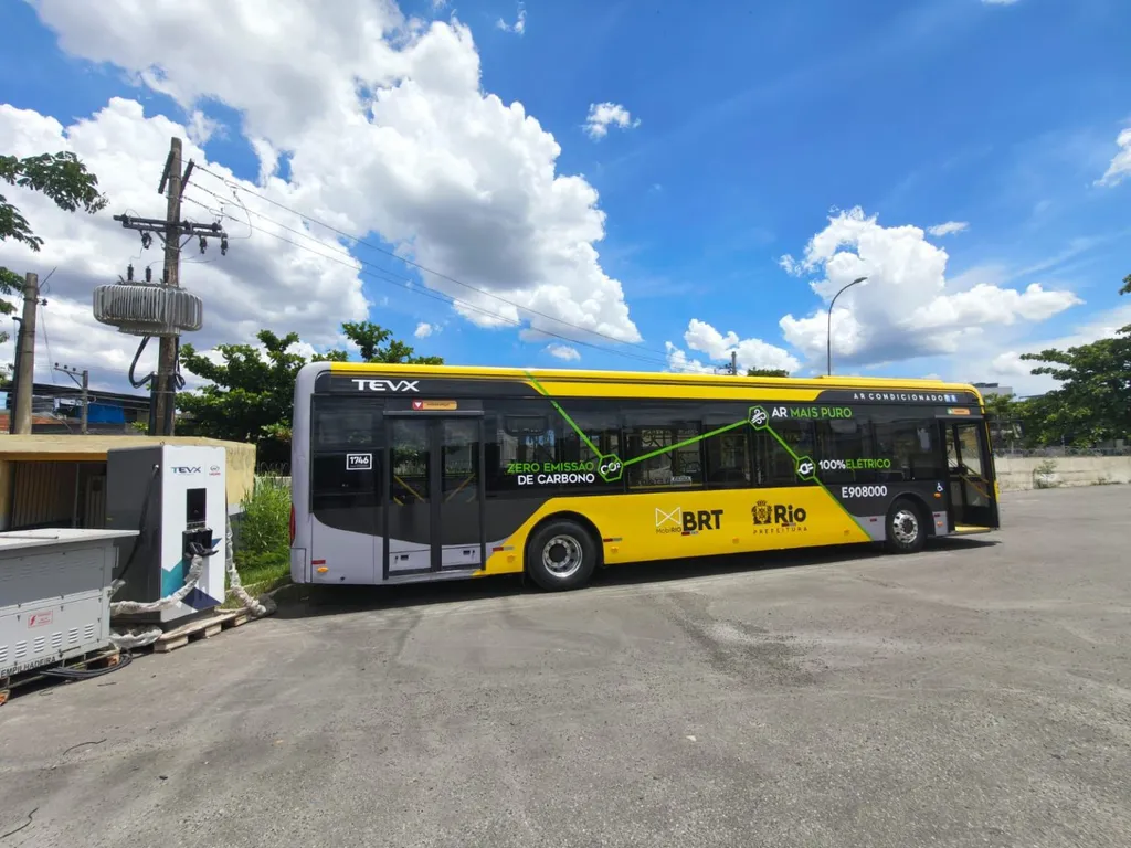Ônibus elétrico no Rio de Janeiro. (Foto: Prefeitura do Rio de Janeiro/Divulgação) 