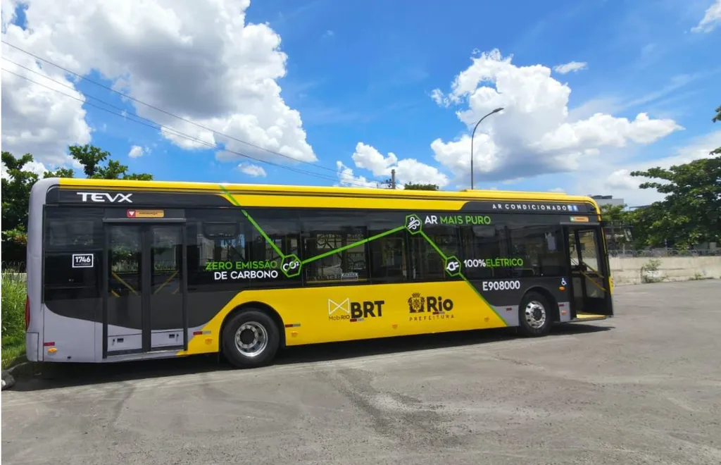 Ônibus elétrico no Rio de Janeiro. (Foto: Prefeitura do Rio de Janeiro/Divulgação) 