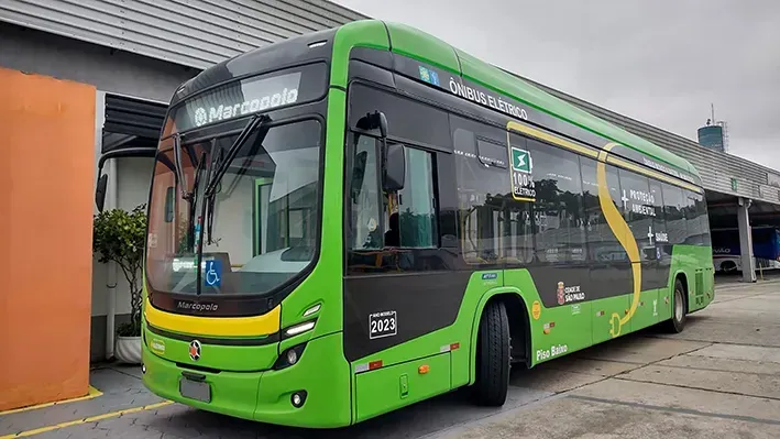 O Attivi é o primeiro modelo de ônibus elétrico desenvolvido e produzido pela Marcopolo (Divulgação)