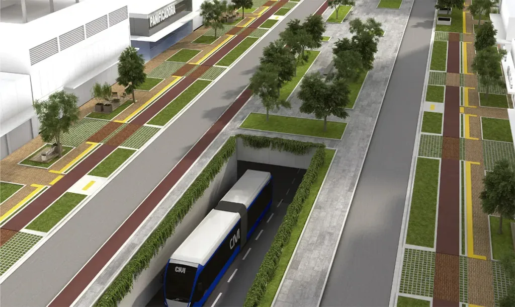 Via segregada desce por um túnel e na superfície o projeto vai valorizar a paisagem urbana