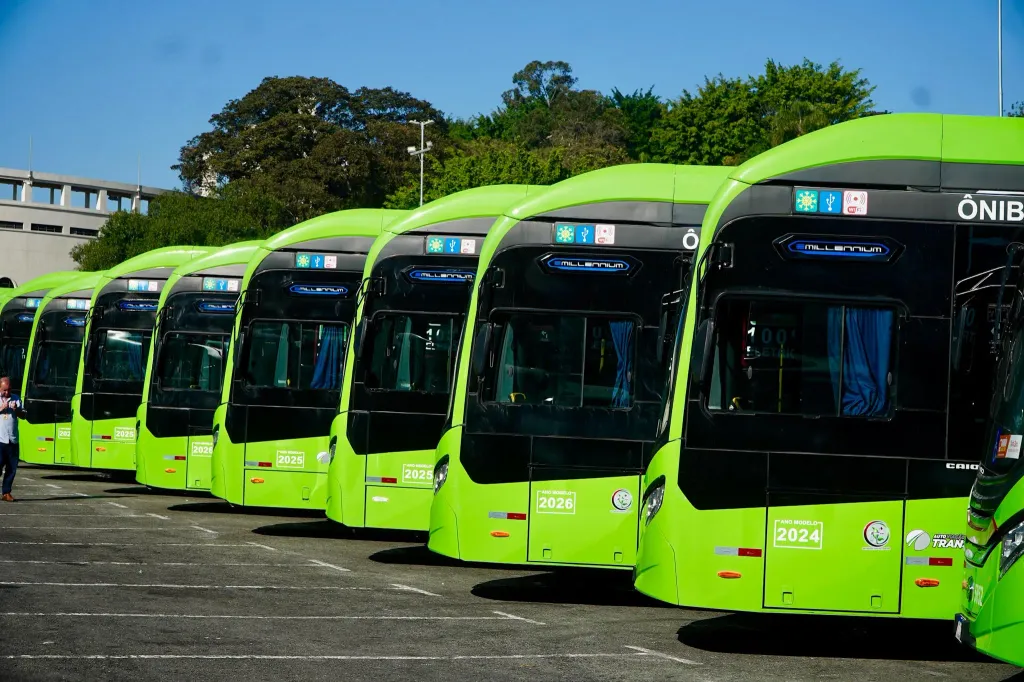 Frota de ônibus elétricos em São Paulo (Arquivo)