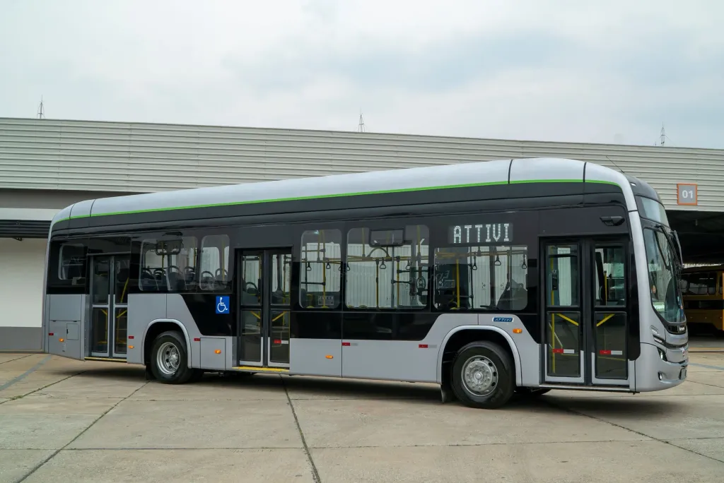 O Attivi é primeiro ônibus elétrico com chassi próprio da Marcopolo (Divulgação)